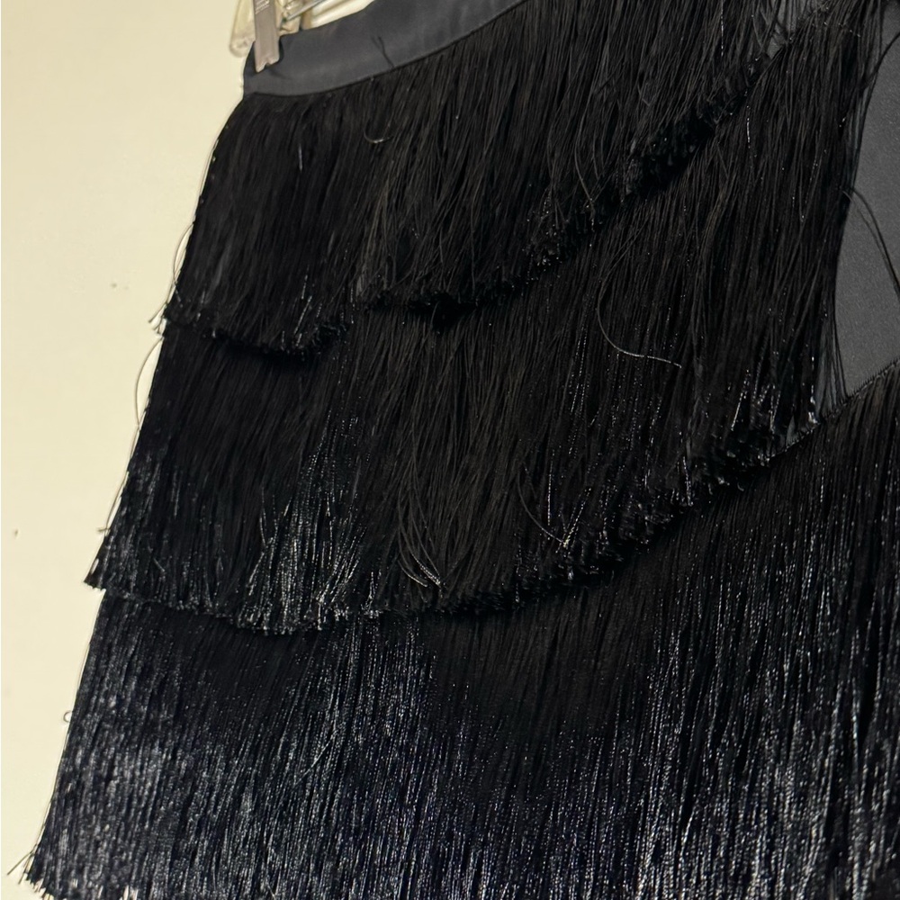 Black Fringe mini Skirt